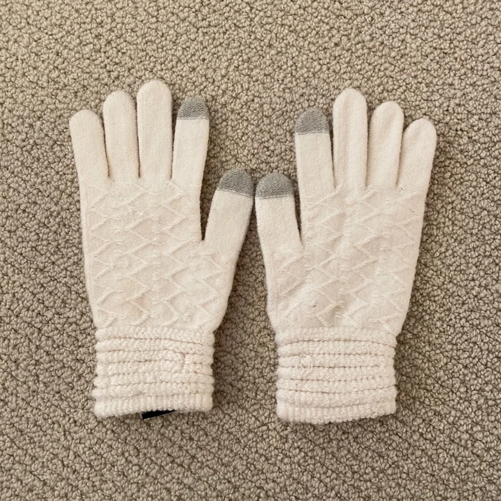Steve Madden Glitter Texting Gloves Cream Women’s One Size EUC Read Description